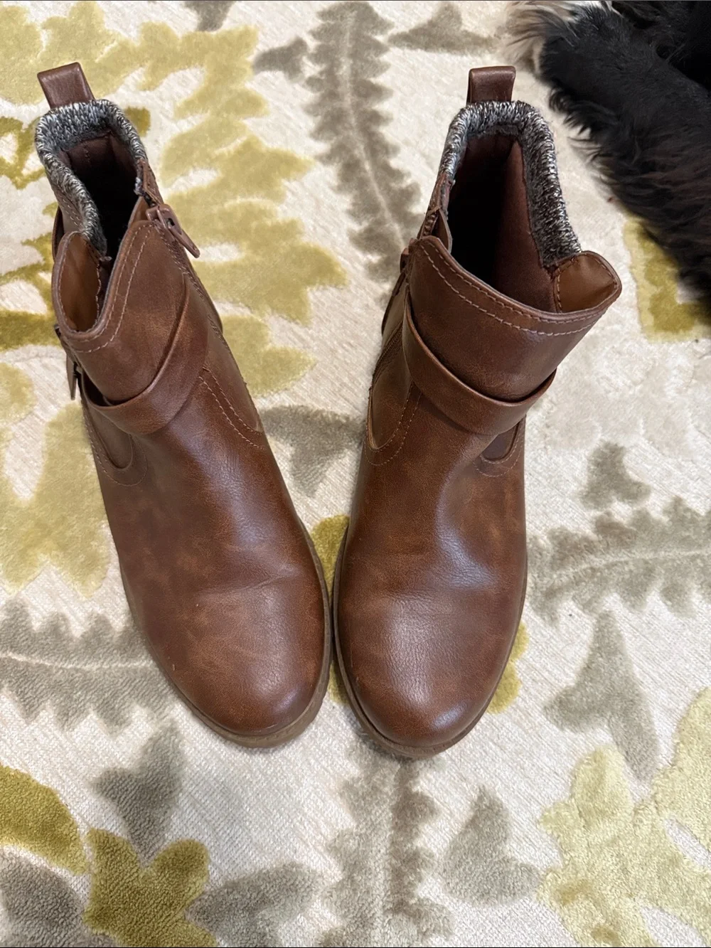 wonder nation Brown Faux-Fur Lined Ankle Booties